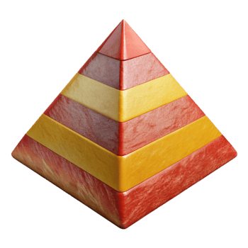 dramatic rustic Geometric Vr Pyramid with Red and Yellow Stripes Isolated professional png