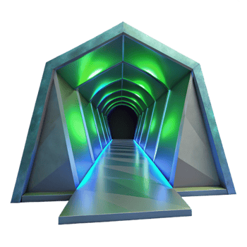 wonderful traditional Geometric Vr Tunnel with Green and Blue Lighting Isolated professional png