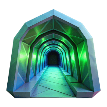 magnificent traditional Geometric Vr Tunnel with Green and Blue Lighting Isolated original png
