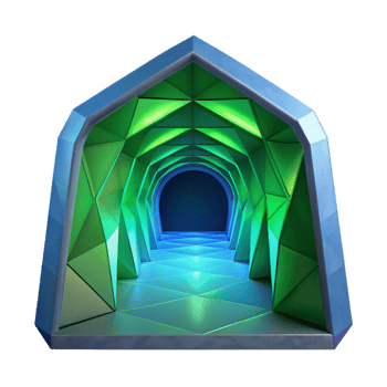 magnificent vintage Geometric Vr Tunnel with Green and Blue Lighting Isolated exclusive png