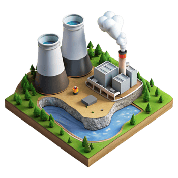 serene rustic Geothermal Power Plant Aerial View Isolated high quality png