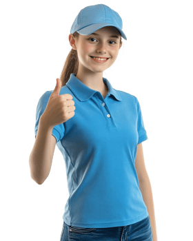 Smiling approval from a girl in uniform cap png