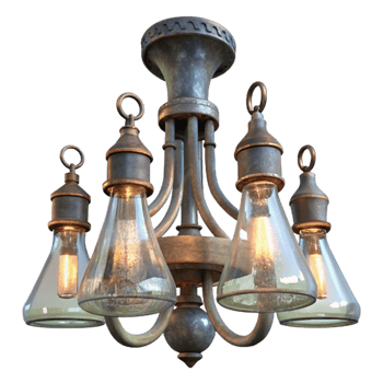 serene traditional Glass Bottle Chandelier Dim Lighting Isolated premium png