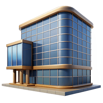 dramatic minimalist Glass Facade Office Building Low Angle Cutout premium png