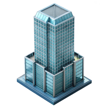 stunning vintage Glass Facade Skyscraper Top View Isolated genuine png