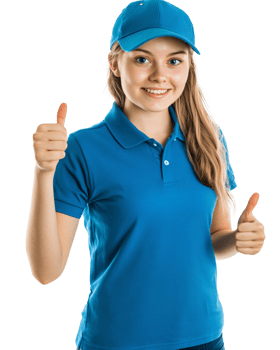 Casual young woman with thumbs up pose png