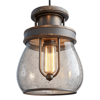 dramatic vintage Glass Jar Light Fixture Industrial Style Isolated original png