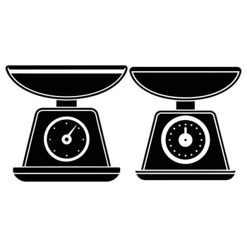 Two kitchen scales in black and white illustration vector