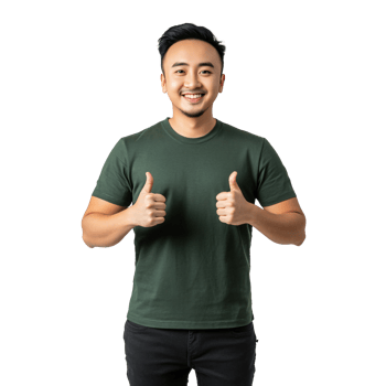 Thumbs up confidence from tee-shirt guy png