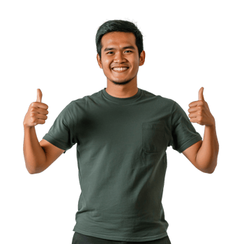 Happy t-shirt man with approving hand sign png