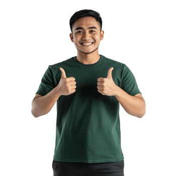 Cheerful man in tee making thumbs up sign png