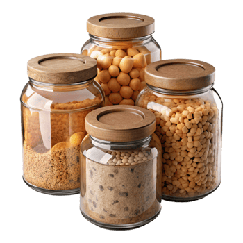 serene artistic Glass Jars with Dried Foods Cutout high resolution png