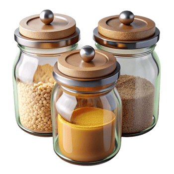 stunning rustic Glass Jars with Dried Foods Cutout professional png