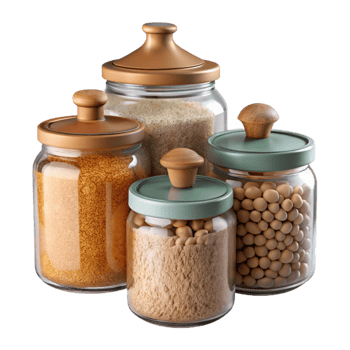 beautiful abstract Glass Jars with Dried Foods Cutout professional png