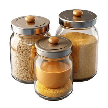 beautiful vintage Glass Jars with Dried Foods Cutout high quality png