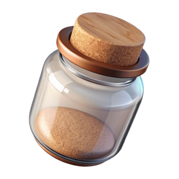 elegant modern Glass Jar with Cork Lid Side View Cutout Transparent Background premium png
