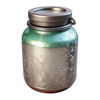 dramatic abstract Glass Jar with Metal Lid Angled View Cutout original png