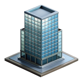 serene abstract Glass Office Skyscraper Isometric Cutout premium png