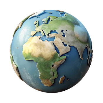 serene classic Globe with Continents Isolated premium png