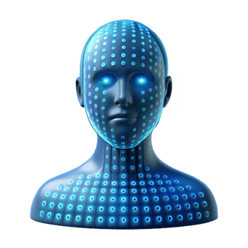 serene artistic Glowing Binary Code Forming Human Face Silhouette Transparent professional png