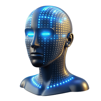 magnificent creative Glowing Binary Code Forming Human Face Silhouette Transparent authentic png