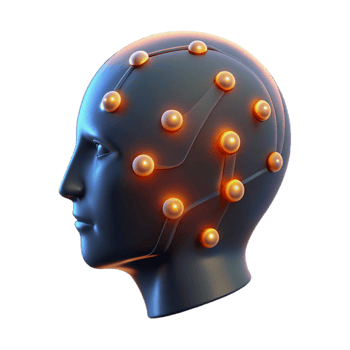 serene creative Glowing Data Points Forming Human Head Silhouette Cutout professional png