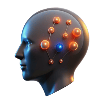 impressive creative Glowing Data Points Forming Human Head Silhouette Cutout high resolution png