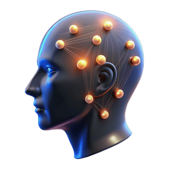 extraordinary creative Glowing Data Points Forming Human Head Silhouette Cutout original png