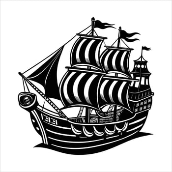 Classic Tall Ship Silhouette vector