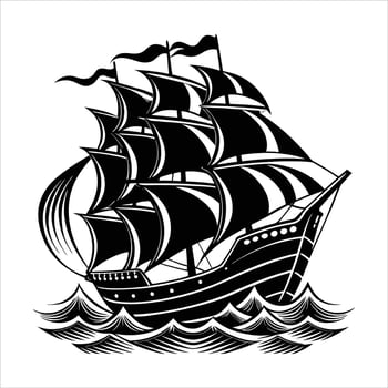 Old Sailing Ship Silhouette vector