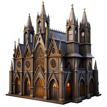 dramatic creative Gothic Architecture Cathedral Dark Transparent Background genuine png