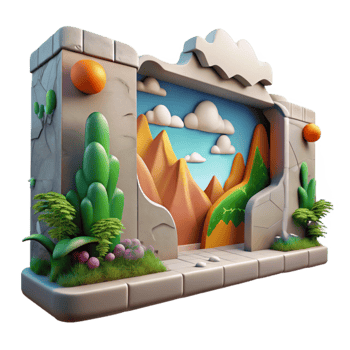 magnificent vintage Graffiti Art of Nature Scene on Urban Wall Cutout Isolated Element genuine png