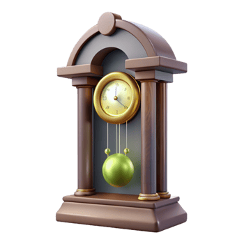 dramatic minimalist Grandfather Clock Pendulum Swinging Transparent Background professional png