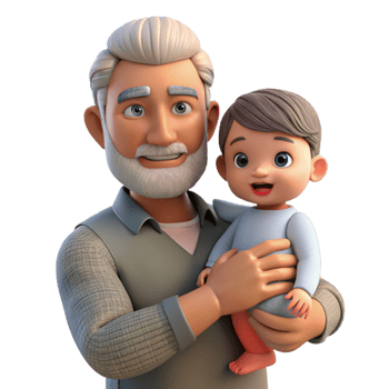 impressive modern Grandfather Holding Baby Grandchild Transparent Background premium png