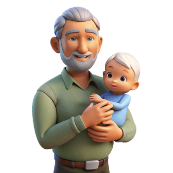 impressive rustic Grandfather Holding Newborn Grandchild Transparent Background png
