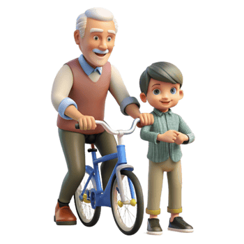 magnificent vintage Grandfather Teaching Grandson to Play Guitar Transparent Background authentic png