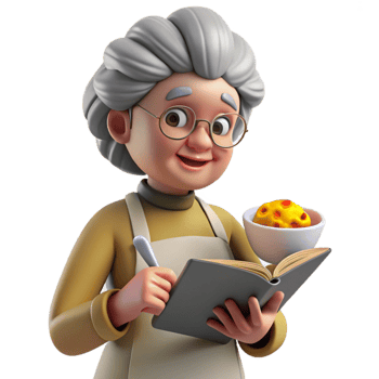 elegant abstract Grandmother Passing Down Recipe Isolated genuine png