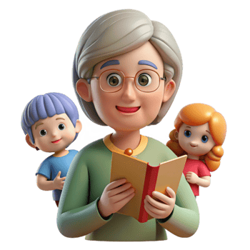 serene classic Grandmother Sharing Memories with Family Transparent Background png