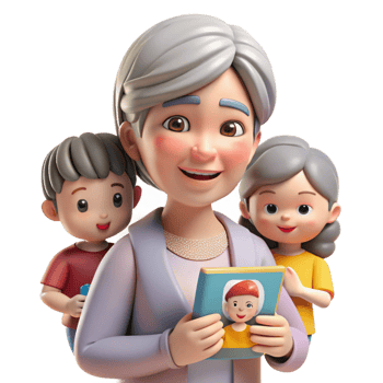 vibrant modern Grandmother Sharing Memories with Family Transparent Background genuine png