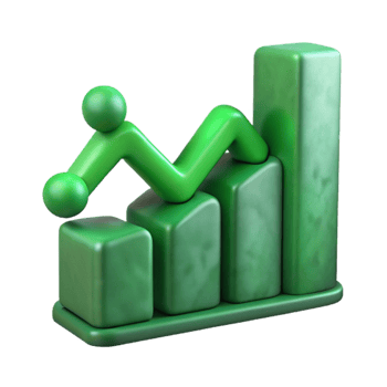 serene classic Graph with Upward Trend Isolated Green professional png