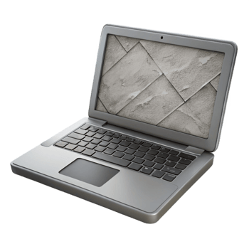 dramatic rustic Gray Laptop with Open Screen Cutout authentic png
