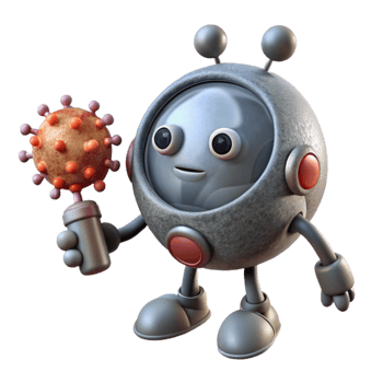 serene vintage Gray Nanobot Repairing Cell Isolated Transparent Background premium png