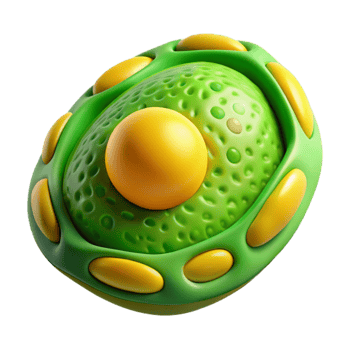elegant abstract Green and Yellow Plant Cell Cutout Transparent Background authentic png