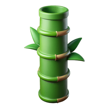 elegant traditional Green Bamboo Stalk Cutout Isolated with Segmented Shape professional png