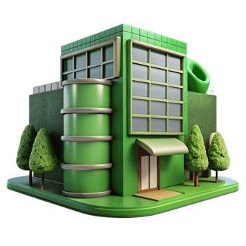 serene contemporary Green Building Design for Sustainable Urban Development Cutout Transparent Background high quality png