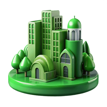stunning minimalist Green City Architecture Cutout Element detailed png