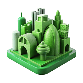 beautiful traditional Green City Architecture Cutout Element detailed png