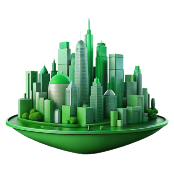 elegant minimalist Green City Park Fountain Top View Transparent Background png
