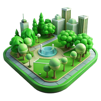 beautiful artistic Green City Park Landscape Transparent detailed png