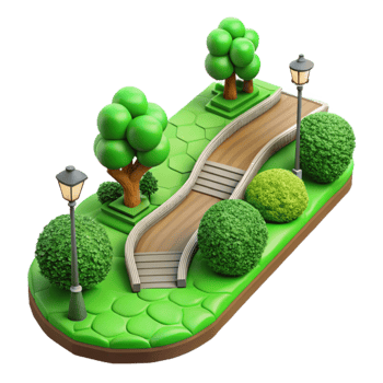 beautiful modern Green City Park Path Top View Cutout authentic png